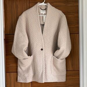Banana Republic NWT cozy boucle cream-oatmeal colored wool blend coat sz L